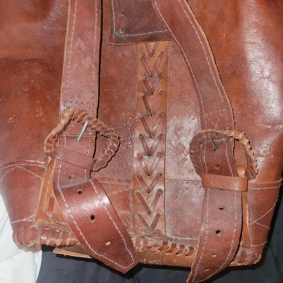 Rustic Handmade Leather Backpack - Picture 10 of 13